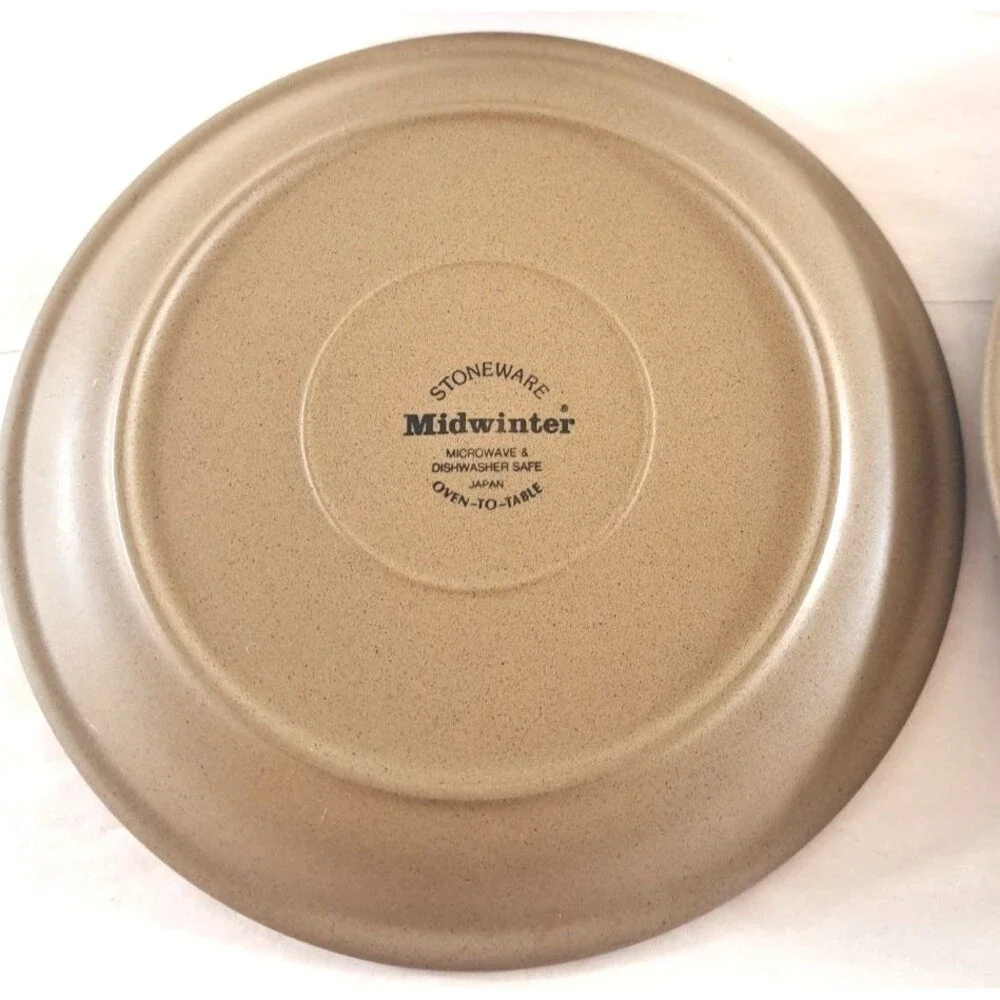 Midwinter Bluestone Salad Plates Set Of 6 Stoneware Blue Tan Minimalist 7.75